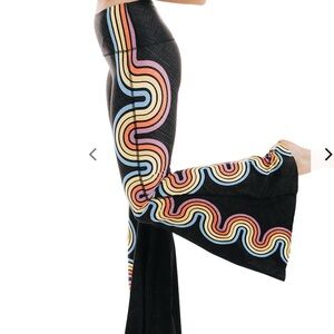 Double Rainbow Colorful Patterned Women's Flare Pants- NWT